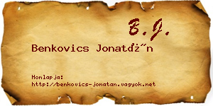Benkovics Jonatán névjegykártya